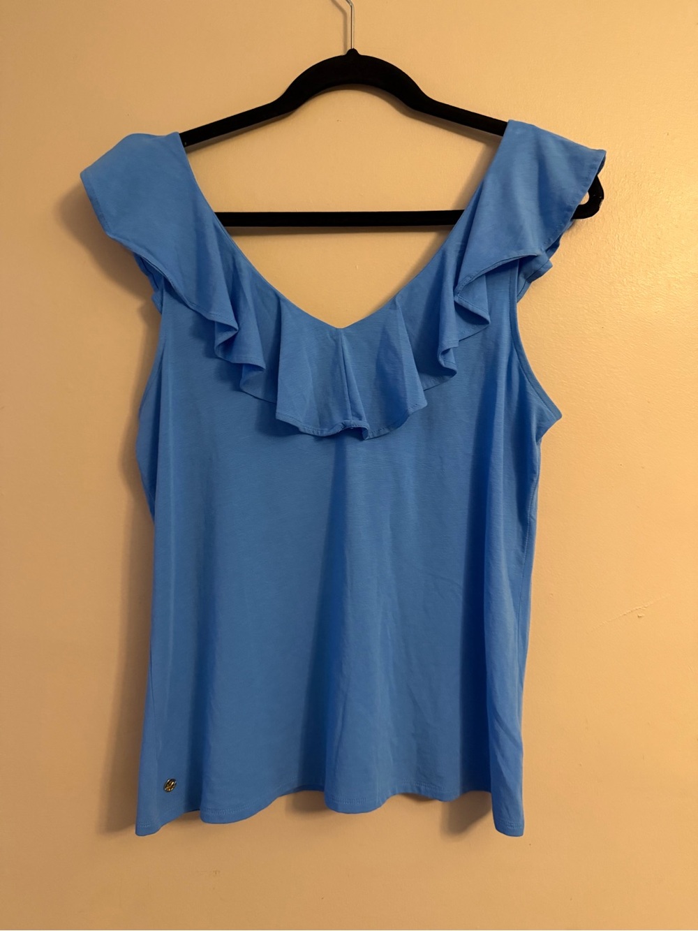Lilly Pulitzer Sky Blue Ruffle Shoulder Tank